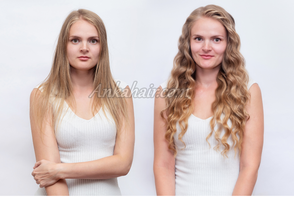 Before and after hair extension
