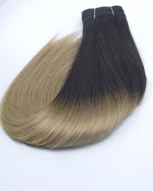 Weft hair – Bone straight – Ombre black and blonde