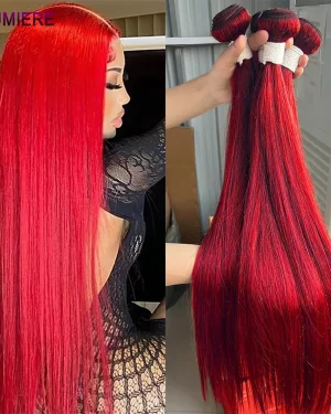 Bulk hair – Bone straight – Red color