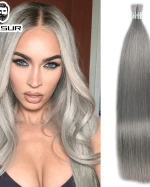 Bulk hair – Bone straight – Grey color
