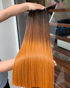 Weft hair – Bone straight – Ombre black and orange
