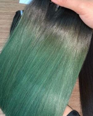 Ombre Green Dark Root – Bone straight