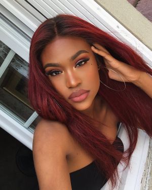 Weft hair – Bone straight – Ombre Red dark root