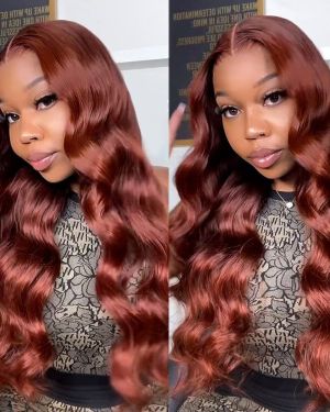 Wig – Wavy – Reddish brown color