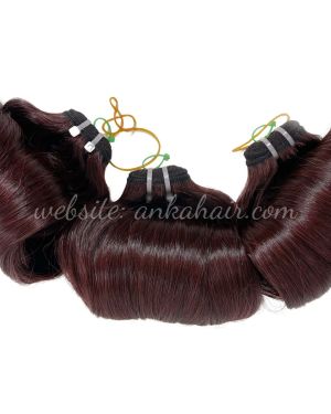 Weft hair – Egg curl – Burgundy color