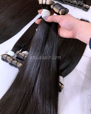 Tape-in hair – Bone straight – Natural color