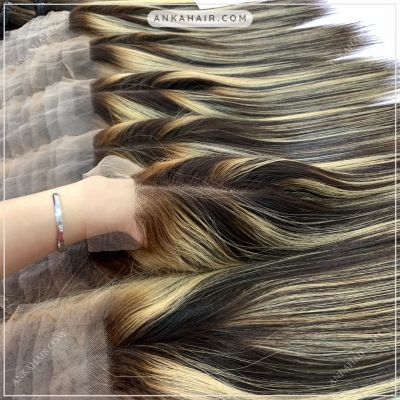 HD Closure Bone straight Piano Color Brown and Blonde