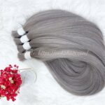 Bulk hair – Bone straight – Grey color